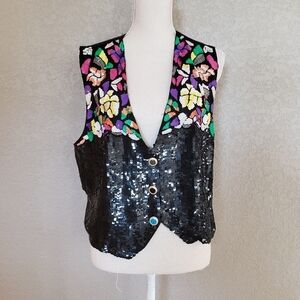 MODI silk sequins vest size L vintage style